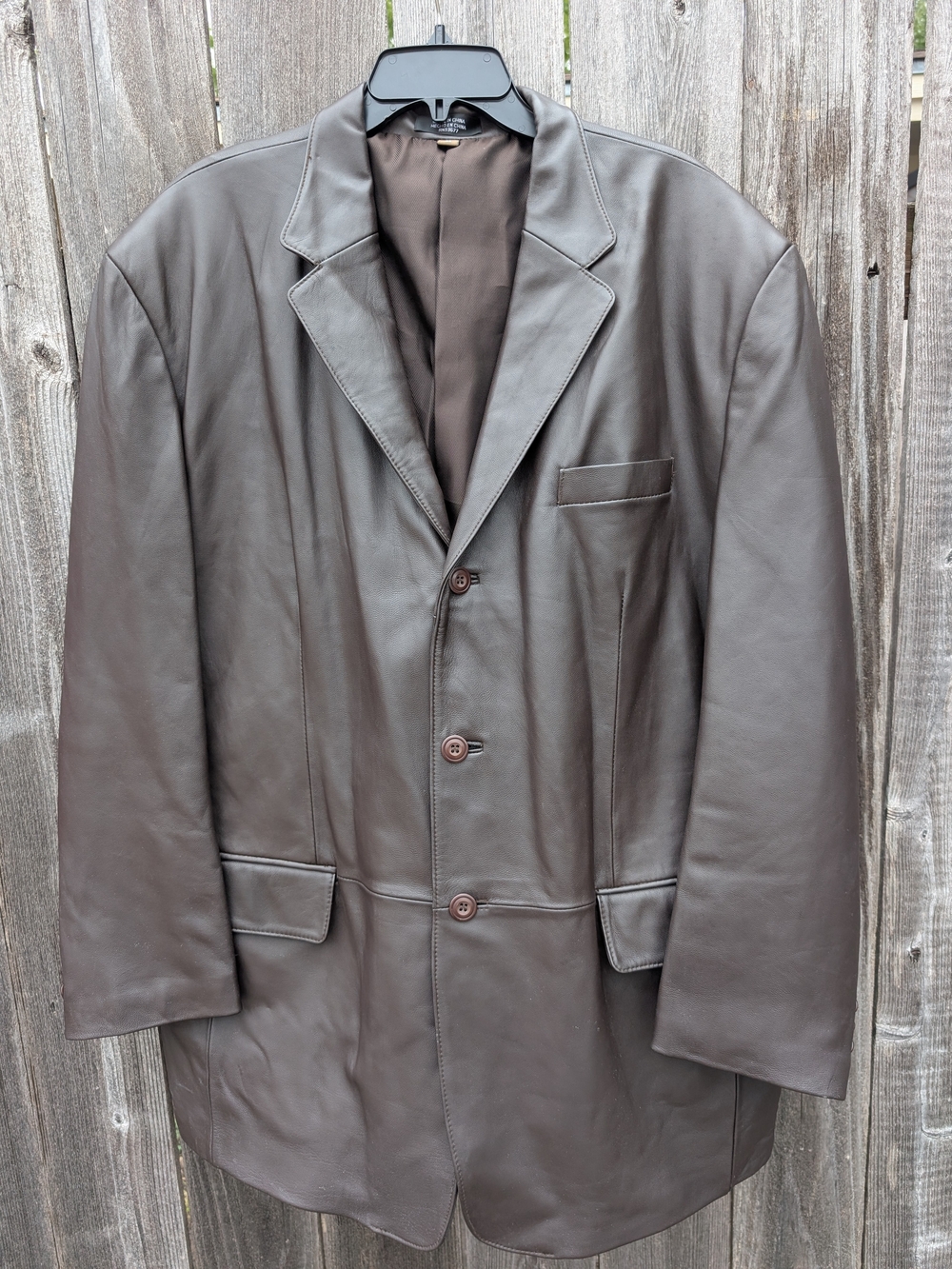 jf j.ferrar Men's Dark Brown Leather Blazer